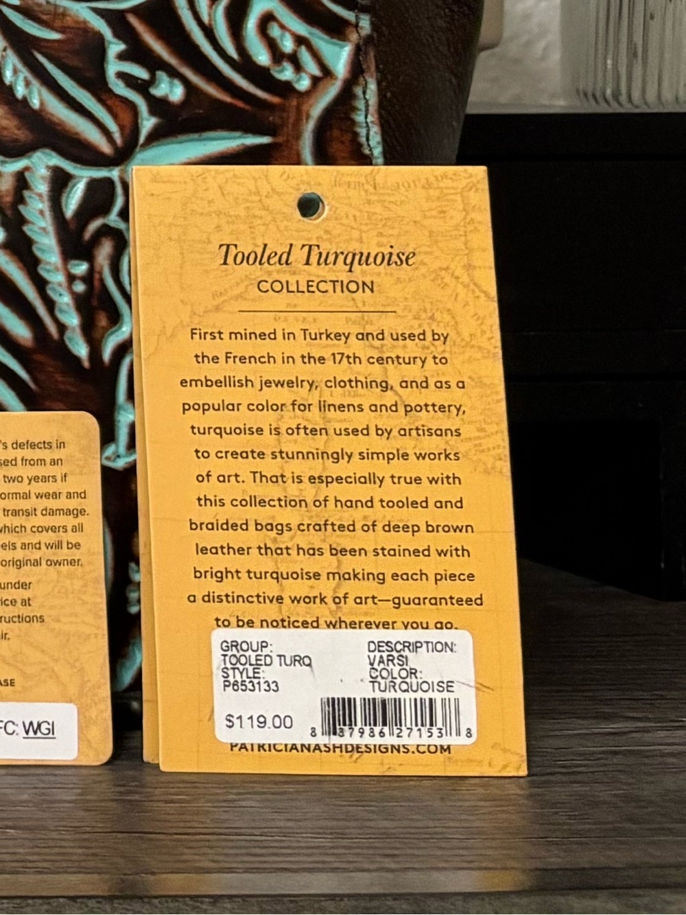 Patricia Nash Brown and Turquoise Tooled Floral Tote - Picture 10 of 10